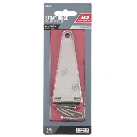Ace 4 in. L Stainless Steel Heavy Duty Strap Hinge 1 pk