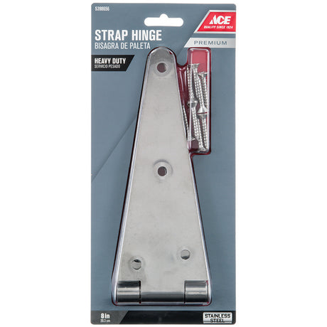 Ace 8 in. L Stainless Steel Heavy Duty Strap Hinge 1 pk