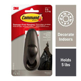 3M Command 4-1/8 in. L Oil Rubbed Bronze Metal Large Forever Classic Coat/Hat Hook 5 lb. cap. 1 pk