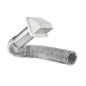 Lambro 1375W Wall Hood Vent Kit, Plastic, White, Includes: (1) 4 in White Plastic Exhaust Wall Hood Vent