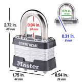 Master Lock 1-5/16 in. H X 1-3/4 in. W Laminated Steel 4-Pin Cylinder Exterior Padlock, Pack of 6