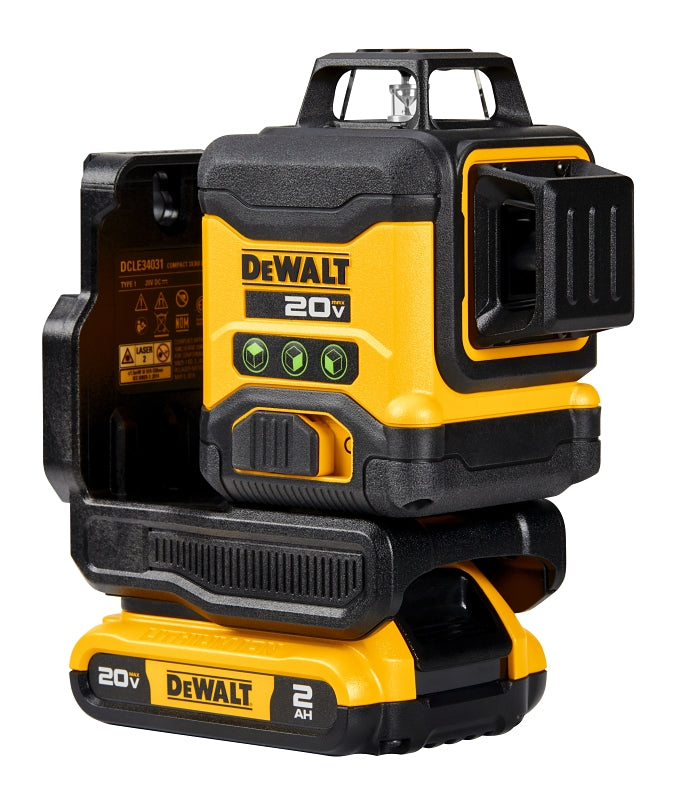 DEWALT DCLE34031D1 Line Laser Kit, 130 ft, +/-1/8 in Accuracy, 2-Beam, 3-Line, Green Laser