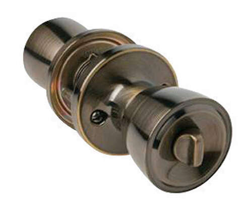 Home Plus Antique Brass Privacy Lockset 1-3/4 in.
