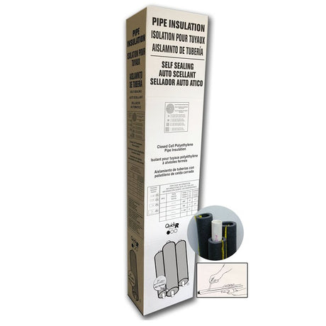 Quick R 53581T Pipe Insulation, 3-5/8 in ID x 4-5/8 in OD Dia, 6 ft L, Poly Foam w/2 glue strips, Charcoal, Pack of 7
