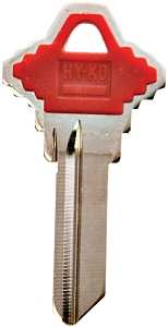 Hy-Ko 13005SC1PR Key Blank, Brass/Plastic, For: Schlage Cabinet, House Locks and Padlocks, Red, Pack of 5