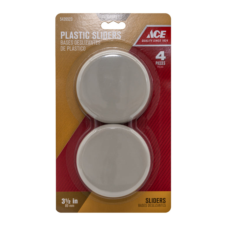 Ace Brown 3-1/2 in. Push-On Plastic Sliders 4 pk