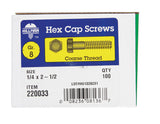 HILLMAN 1/4 in. D X 2-1/2 in. L Heat Treated Steel Hex Head Cap Screw 100 pk