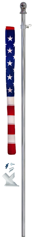 Valley Forge AA99090 Flag Kit, Includes: 5 ft Aluminum Pole, 2-Position Plastic Bracket with Screw