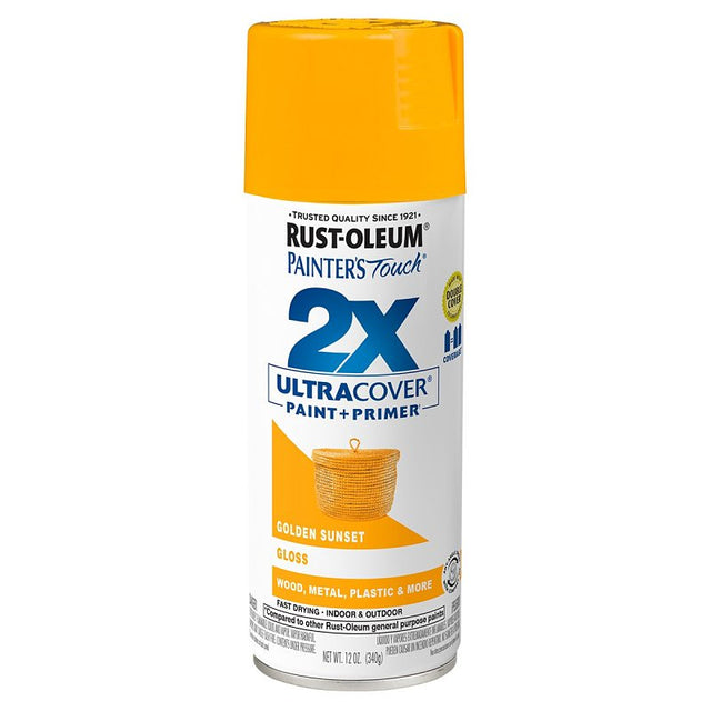 Rust-Oleum Painter's Touch 2X Ultra Cover 334054 Spray Paint, Gloss, Golden Sunset, 12 oz, Aerosol Can
