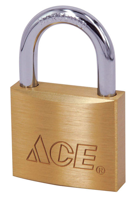 Ace 1 in. H X 1 in. W X 7/16 in. L Brass Single Locking Padlock