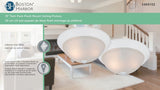 Boston Harbor 41800-WH Flush Mount Ceiling Fixture, 120 V, 60 W, A19 or CFL Lamp, White Fixture