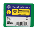 HILLMAN 7/16 in. D X 4 in. L Heat Treated Steel Hex Head Cap Screw 25 pk