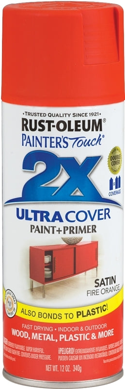 Rust-Oleum 263149 General-Purpose Spray Paint, Satin, Fire Orange, 12 oz Can