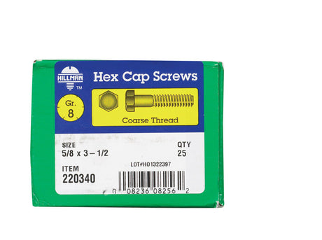 HILLMAN 5/8 in. D X 3-1/2 in. L Heat Treated Steel Hex Head Cap Screw 25 pk