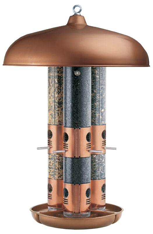 Perky-Pet 7103-2 Triple Tube Bird Feeder, 24.6 in H, 10 lb, Copper, Hanging/Pole Mounting