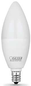 Feit Electric CTF40/10KLED/3 LED Lamp, Specialty, Torpedo Tip Lamp, 40 W Equivalent, E12 Lamp Base, White