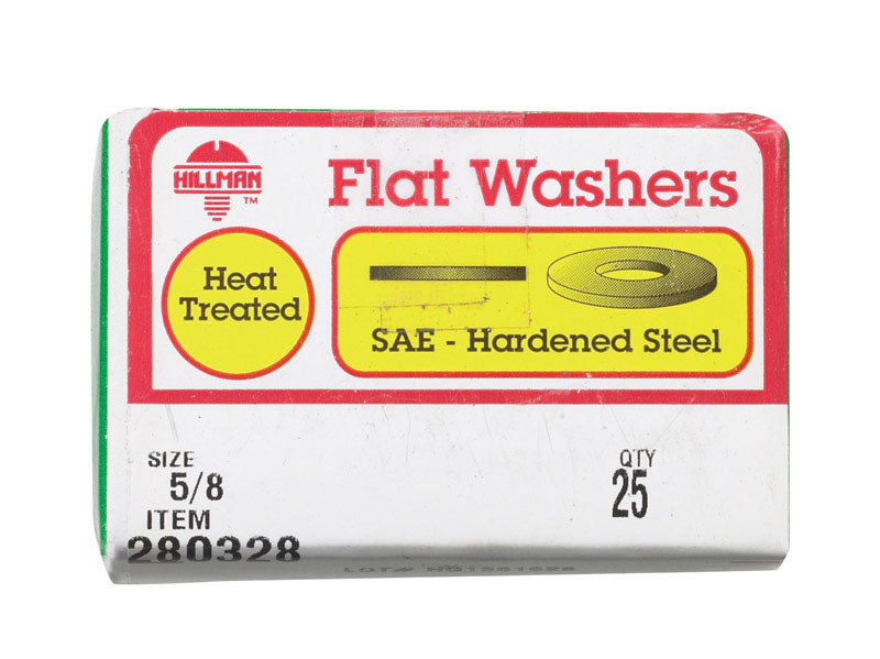 HILLMAN Yellow Dichromate Steel 5/8 in. SAE Flat Washer 25 pk
