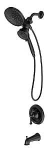 Moen Brecklyn 82611BL Tub and Shower Faucet, Six Function Showerhead, 1.75 gpm Showerhead, 6 Spray Settings, Matte