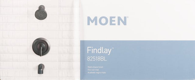 Moen Posi-Temp Findlay Series 82518BL Tub/Shower Faucet, Standard Showerhead, 1.75 gpm Showerhead, 6-Spray Setting