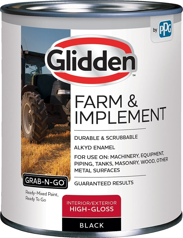Glidden GLFIIE50BL-04 Exterior Paint, High-Gloss, Black, 1 qt, Pack of 4