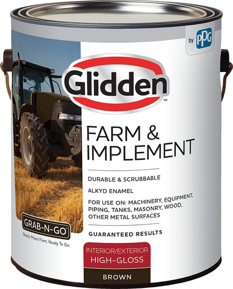 Glidden GLFIIE50BR-01 Exterior Paint, High-Gloss, Brown, 1 gal, Pack of 4