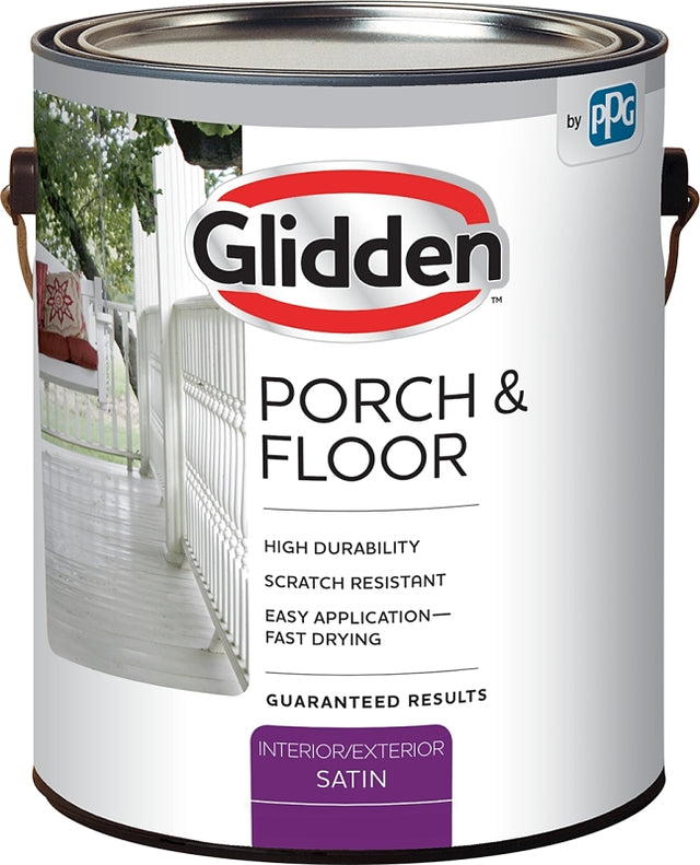 Glidden PF7010N-01 Porch and Floor Paint, Satin Sheen, Pastel Base/White, 1 gal, 300 to 350 sq-ft/gal Coverage Area, Pack of 4