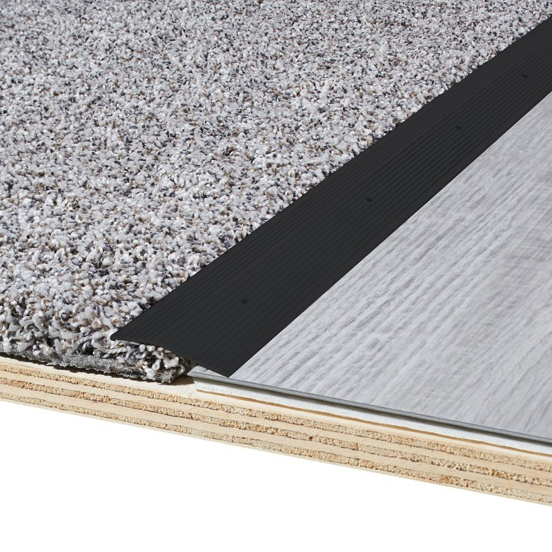 M-D 66271 Carpet Trim, 36 in L, 2 in W, Aluminum, Black, Matte, Nail Fastener