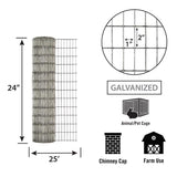 IronRidge 24 in. H X 25 ft. L Galvanized Steel Welded 1 in. X 1 in. in.
