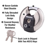 Master Lock Magnum 1-1/2 in. H X 2-3/4 in. W Stainless Steel Ball Bearing Locking Shrouded Padlock