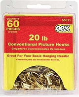 OOK 55511 Conventional Hook, 20 lb, Steel, Zinc, 60/PK