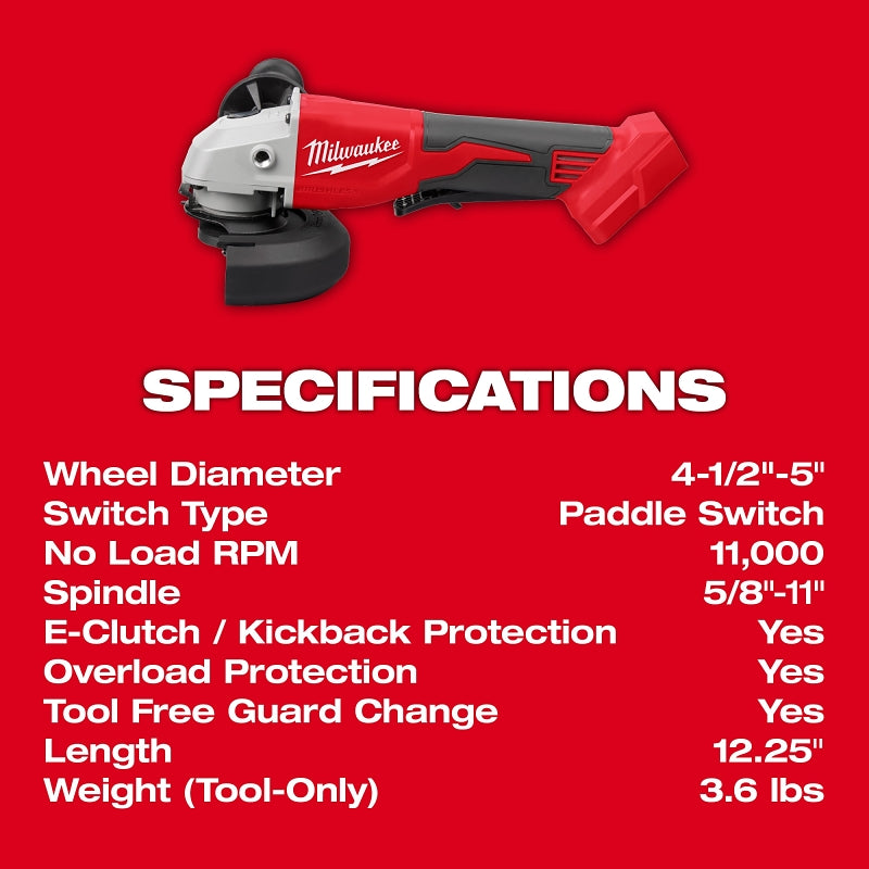 Milwaukee M18 2686-20 Brushless Cut-Off Grinder, Tool Only, 18 to 20 V, 5/8-11 Spindle, 4-1/2, 5 in Dia Wheel