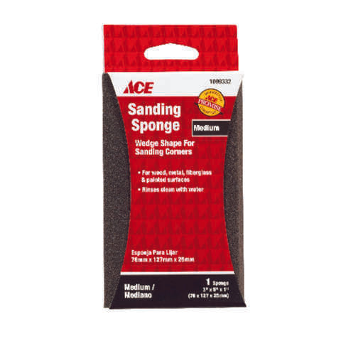 Ace 5 in. L X 3 in. W X 1 in. 80 Grit Medium Wedge Sanding Sponge