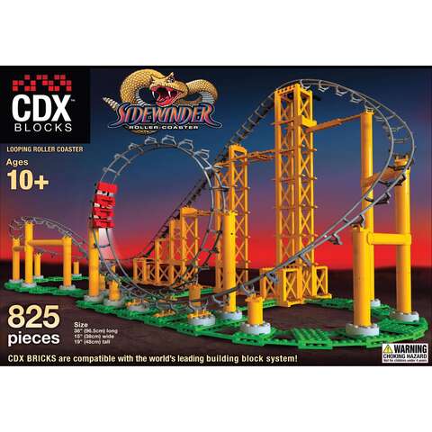 Coaster Dynamix CDX Blocks Sidewinder Roller Coaster Metal/Plastic Multicolored 825 pc