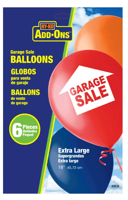 Hy-Ko ADD-Ons Series 40636 Balloon, GARAGE SALE, Vinyl, Pack of 5
