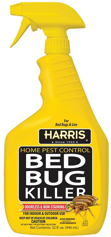 Harris HBB-32 Bed Bug Killer, Liquid, Spray Application, Indoor, Outdoor, 32 oz Bottle