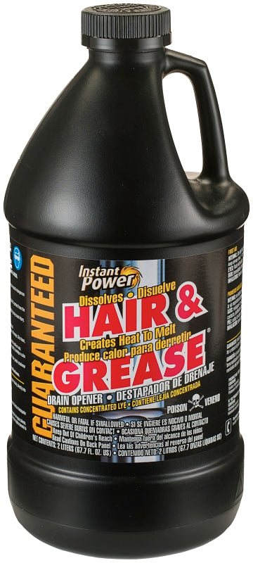 Instant Power 1970 Hair and Grease Drain Opener, Liquid, Clear, 2 L Bottle, Pack of 6