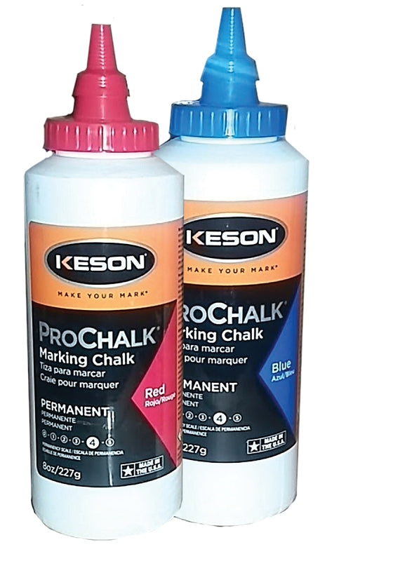 Keson PROCHALK Series PM8RED Marking Chalk Refill, 8 oz, Permanent, Red