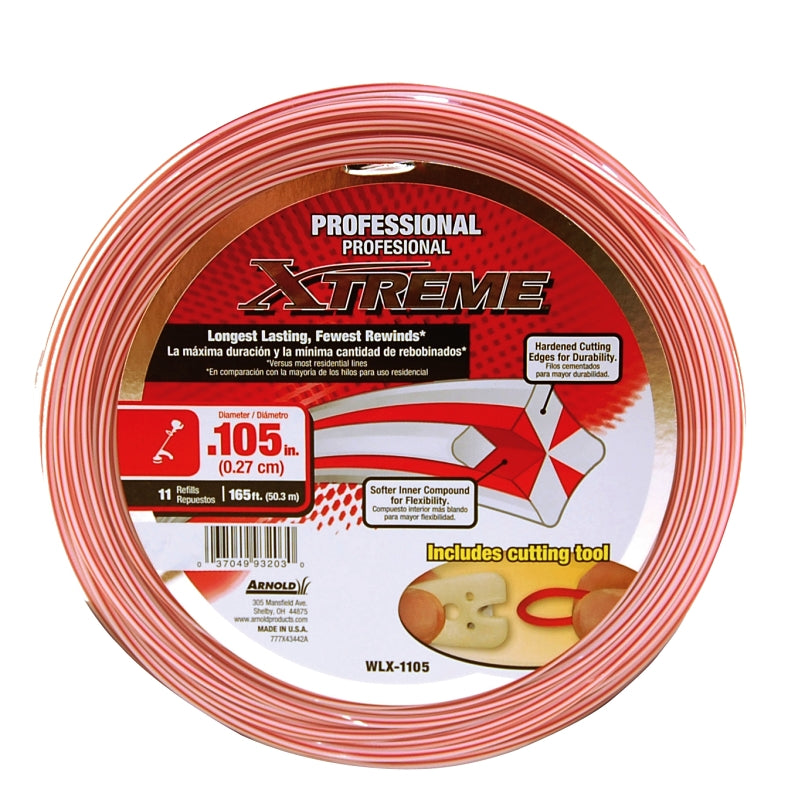 Arnold Xtreme Professional WLX-1105 Trimmer Line, 0.105 in Dia, 165 ft L, Monofilament