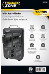 PowerZone BNS-15U3 Deluxe Portable Utility Heater, 12.5 A, 120 V, 1300/1500 W, 2-Heating Stage, Gray