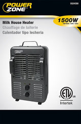 PowerZone BNS-15U3 Deluxe Portable Utility Heater, 12.5 A, 120 V, 1300/1500 W, 2-Heating Stage, Gray