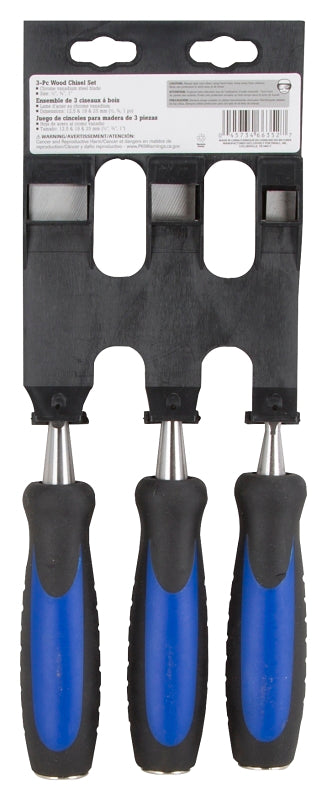 Vulcan JL-CH3PC Chisel Set with Striking Cap, 4-Piece, CRV, Polished, Blue and Black