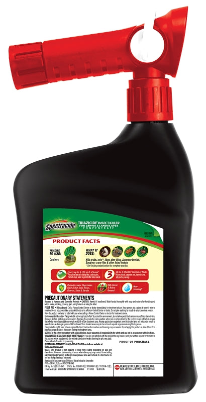 Spectracide Triazicide HG-95830 Insect Killer, Liquid, Spray Application, Outdoor, 32 oz