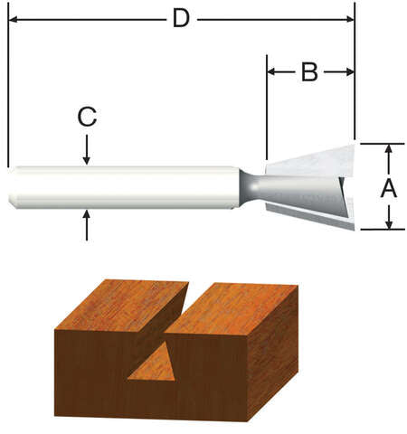 Vermont American 3/8 in. D X 3/8 in. X 1-3/4 in. L Carbide Tipped Dovetail Router Bit