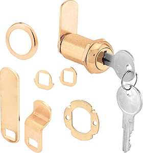 Defender Security U 9953KA Drawer and Cabinet Lock, Keyed Lock, Y13 Yale Keyway, Brass