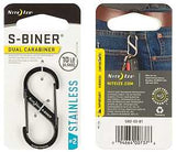 Nite Ize S-Biner Series SB2-03-01 Dual Carabiner, #2 Dia Ring, Stainless Steel, Black