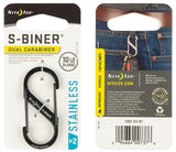 Nite Ize S-Biner Series SB2-03-01 Dual Carabiner, #2 Dia Ring, Stainless Steel, Black