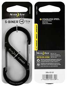 Nite Ize S-Biner Series SB4-03-01 Dual Carabiner, #4 Dia Ring, Stainless Steel, Black
