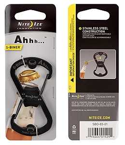 Nite Ize S-Biner Ahhh... SBO-03-01 Key Ring and Bottle Opener, Stainless Steel Case