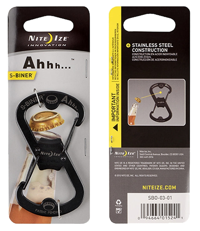 Nite Ize S-Biner Ahhh... SBO-03-01 Key Ring and Bottle Opener, Stainless Steel Case