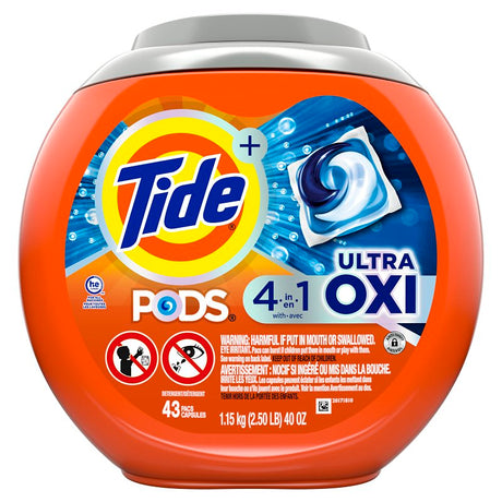 Tide PODS Ultra OXI Series 75075 Laundry Detergent, 43 Count, Original, Pack of 4
